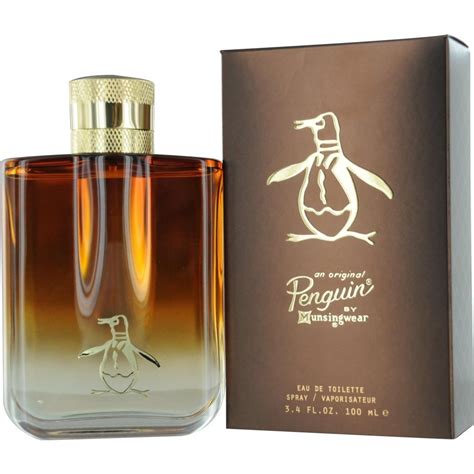 cologne with penguin on bottle.